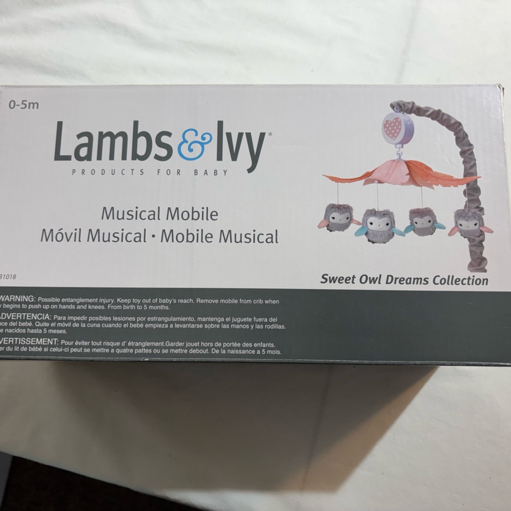 Lambs & Ivy Sweet Owl Dreams Musical Mobile in Pink and Gray